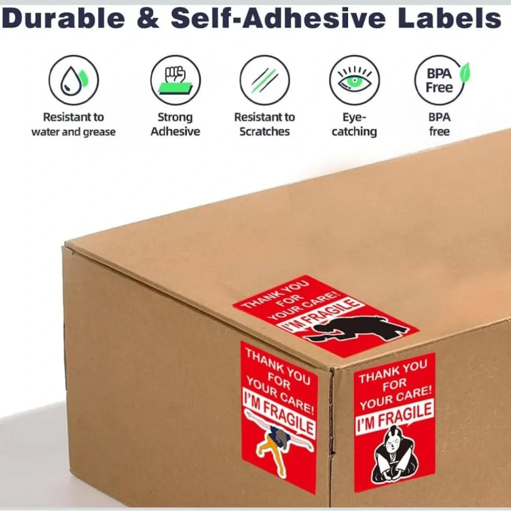 50 Funny Fragile & 5 Ty Mail Carrier Stickers